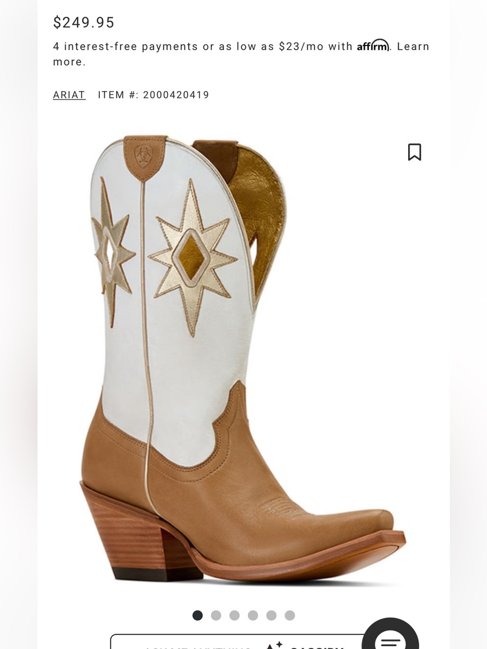 Ariat starlight western boot
